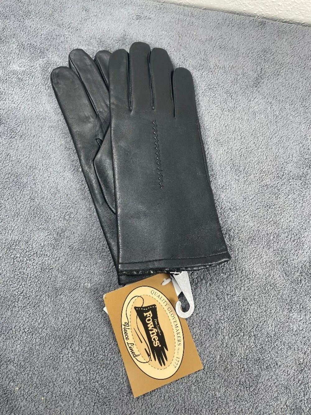 NEW Fownes Women's Fleece Lined Leather Gloves Size 8.5 Black Sears